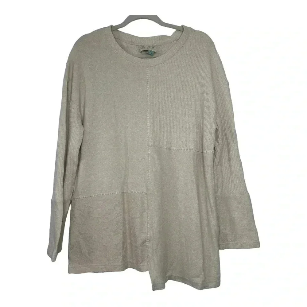 Anthropologie Saturday Sunday Light Pink Cream Long Sleeve Sweater Lace …